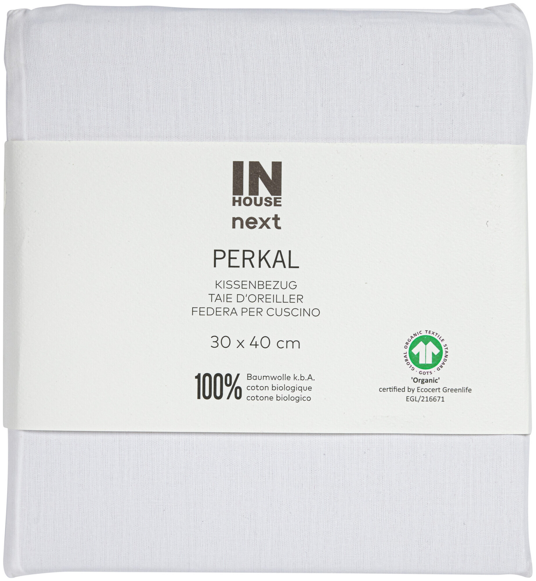 Image of Inhouse Kissen Gots Percale 30x40 weiss