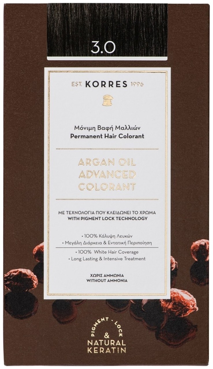 Image of Korres Argan OIL Hochentwickelte Haarcoloration Dark Brown / Dunkelbraun 3.0