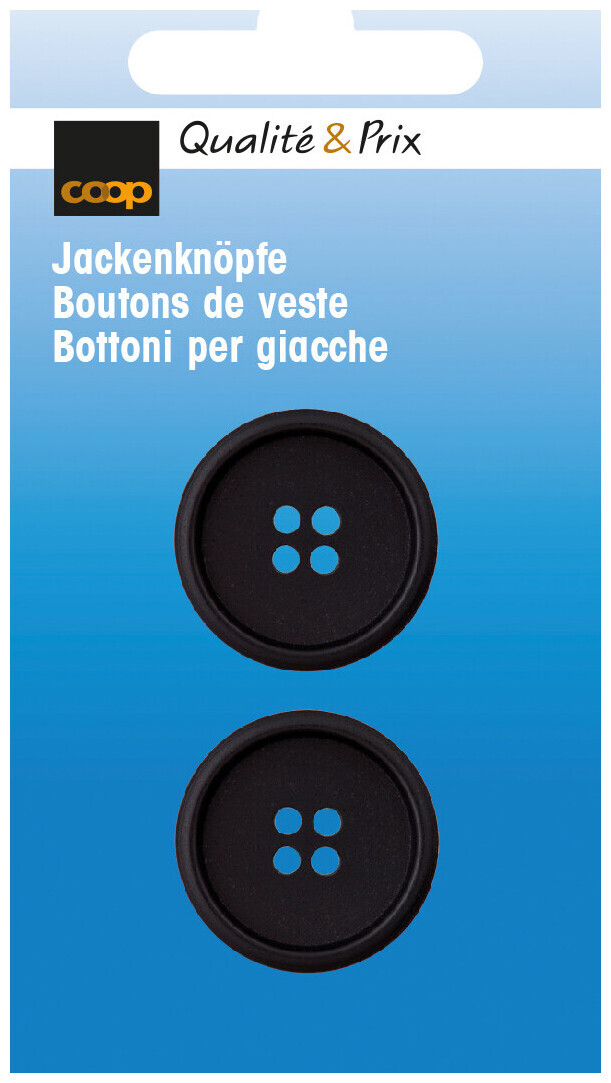 Image of Coop Papier-Polyknopf rec 4-Loch. schwarz 23 mm 2 Stk.