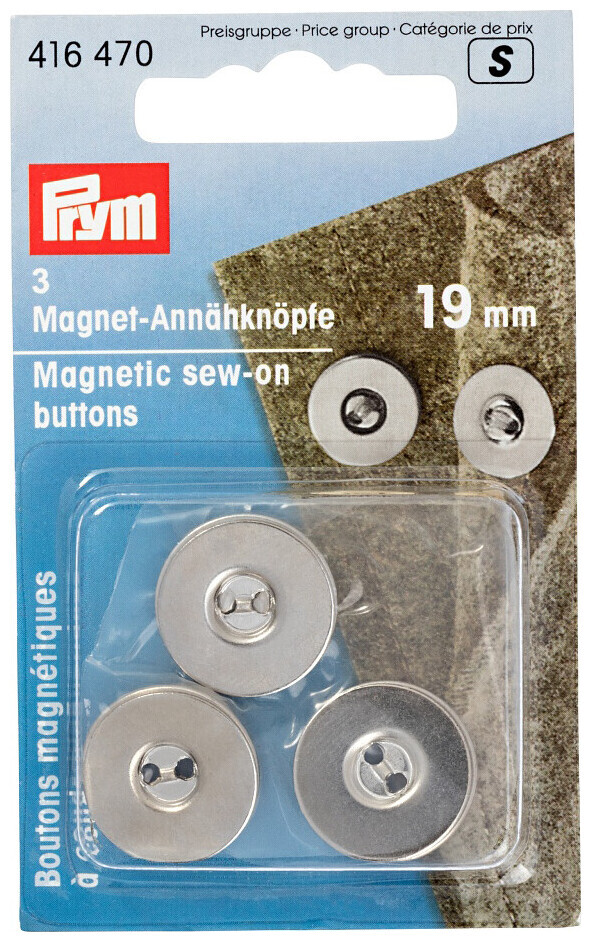 Image of Prym Magnet-Annähknopf silber 19 mm 3 Stk.