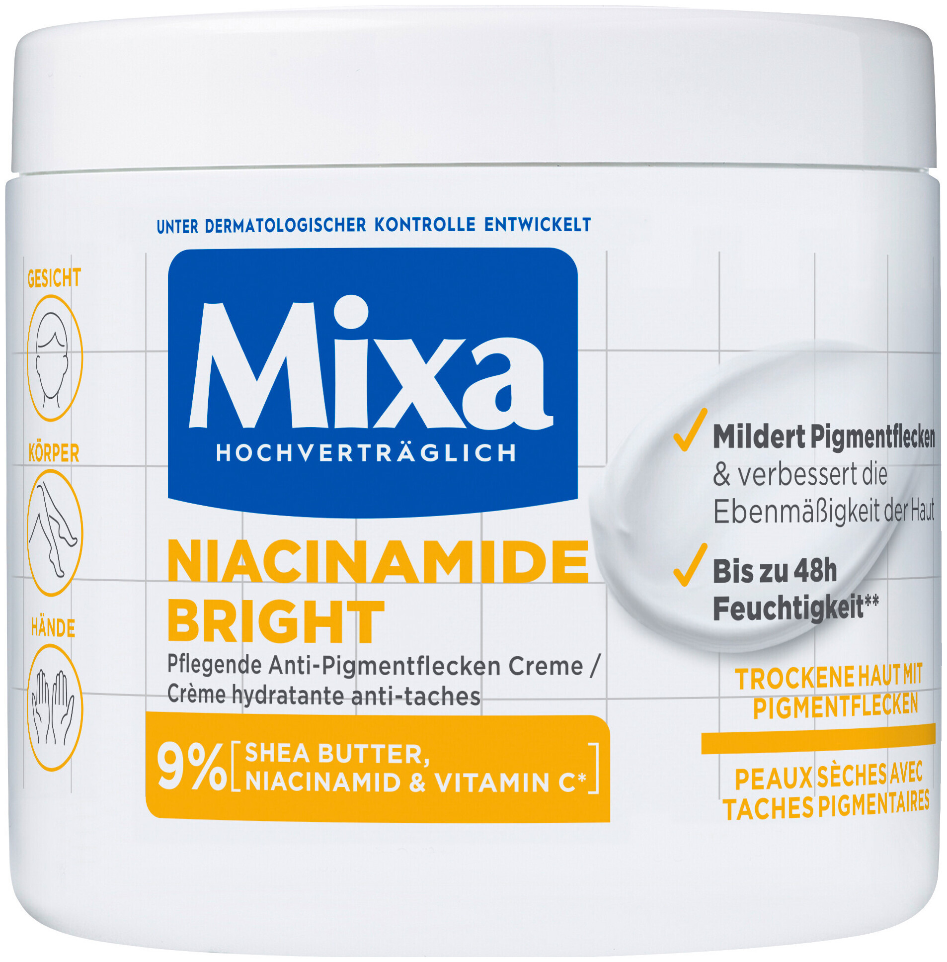 Mixa Crème de soin anti-taches pigmentaires Niacinamide Bright, 400ml