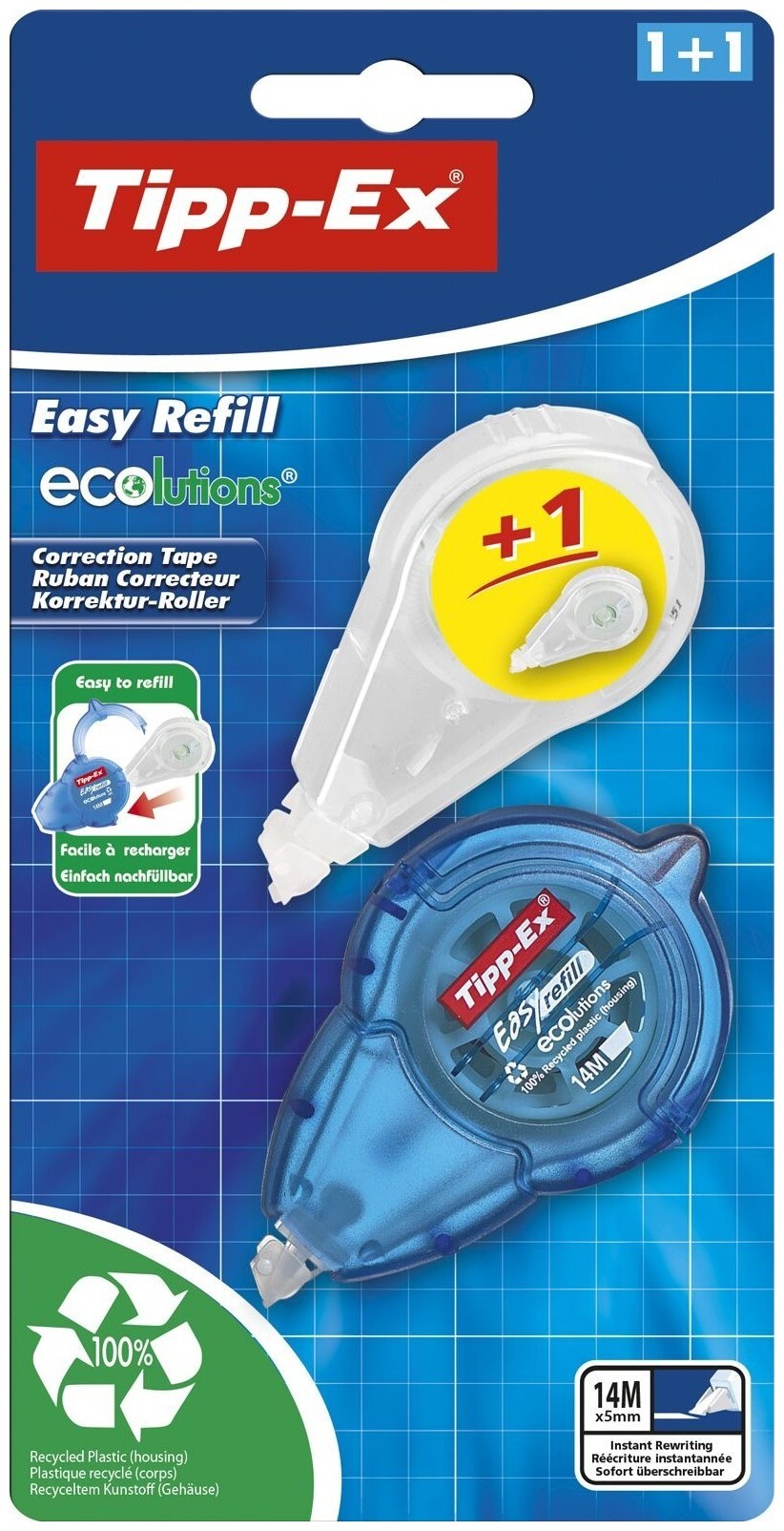 Image of Tipp-Ex Easy Refill Ecolutions Korrekturroller 1 Stück + 1 Refill