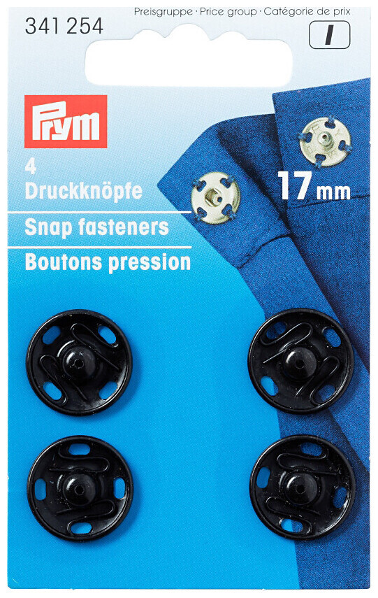 Prym bouton pression à coudre noir 17 mm 4 pcs nickel free