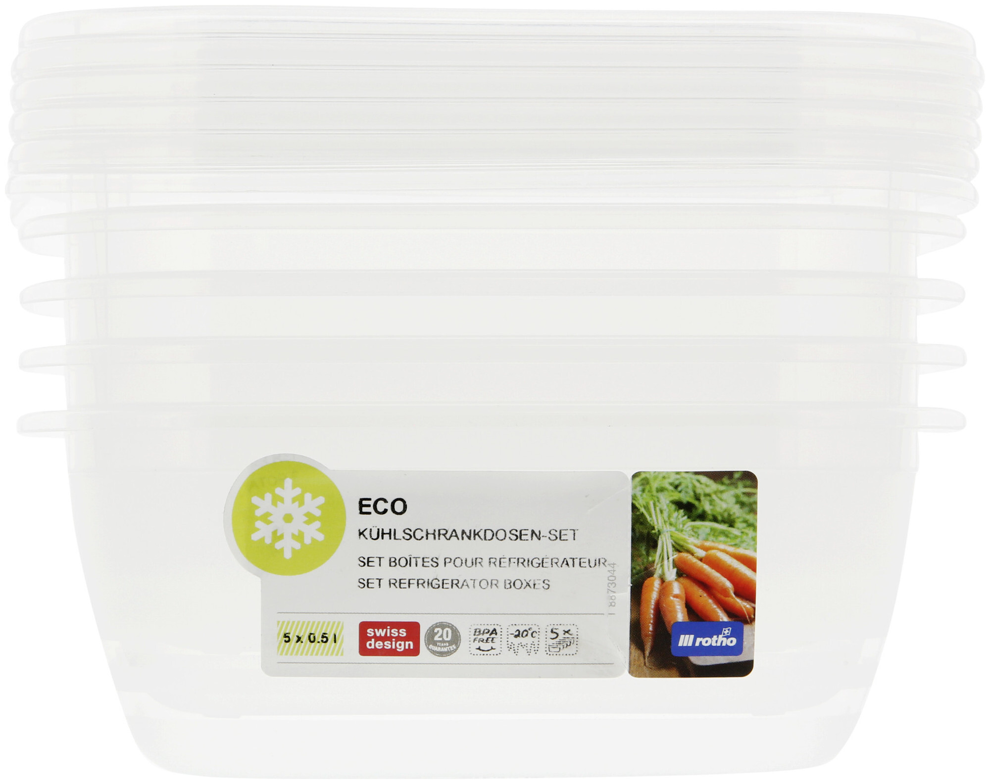 Image of Rotho Set Kühlschrankdosen 5 x 0.5 l ECO