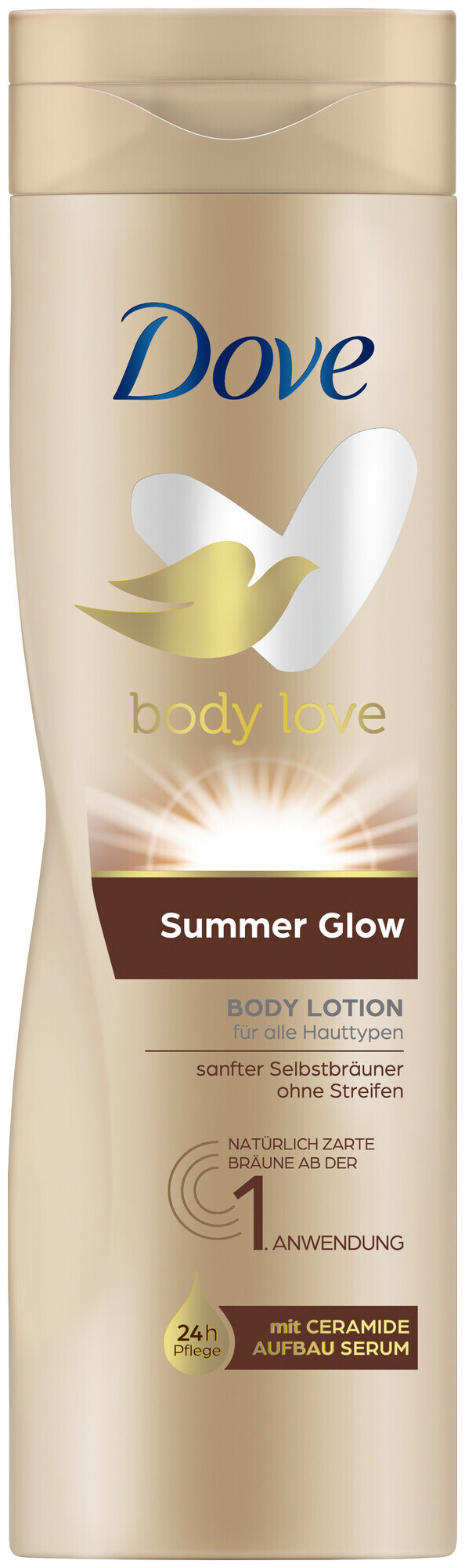 Image of Dove Body Love Body Lotion Summer Glow Körperpflege Selbstbräuner für alle Hauttypen für natürlich zarte Bräune 250ml