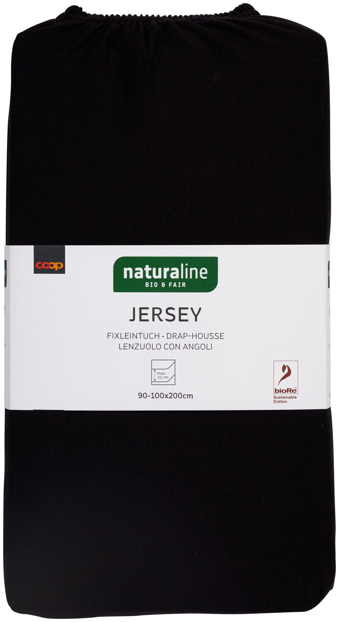 Image of Naturaline Textil Bio Fixl. Jersey 90x200 schwarz