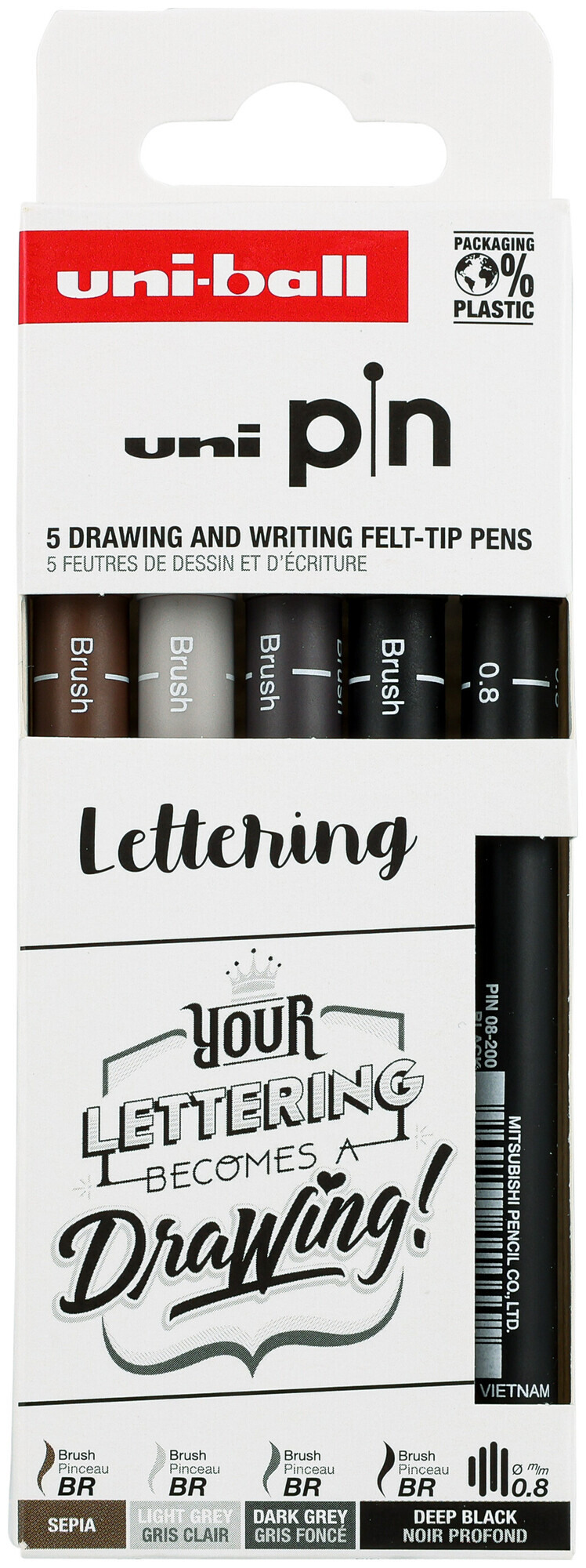 Image of Uniball uni PIN Fineliner Lettering 5Stk