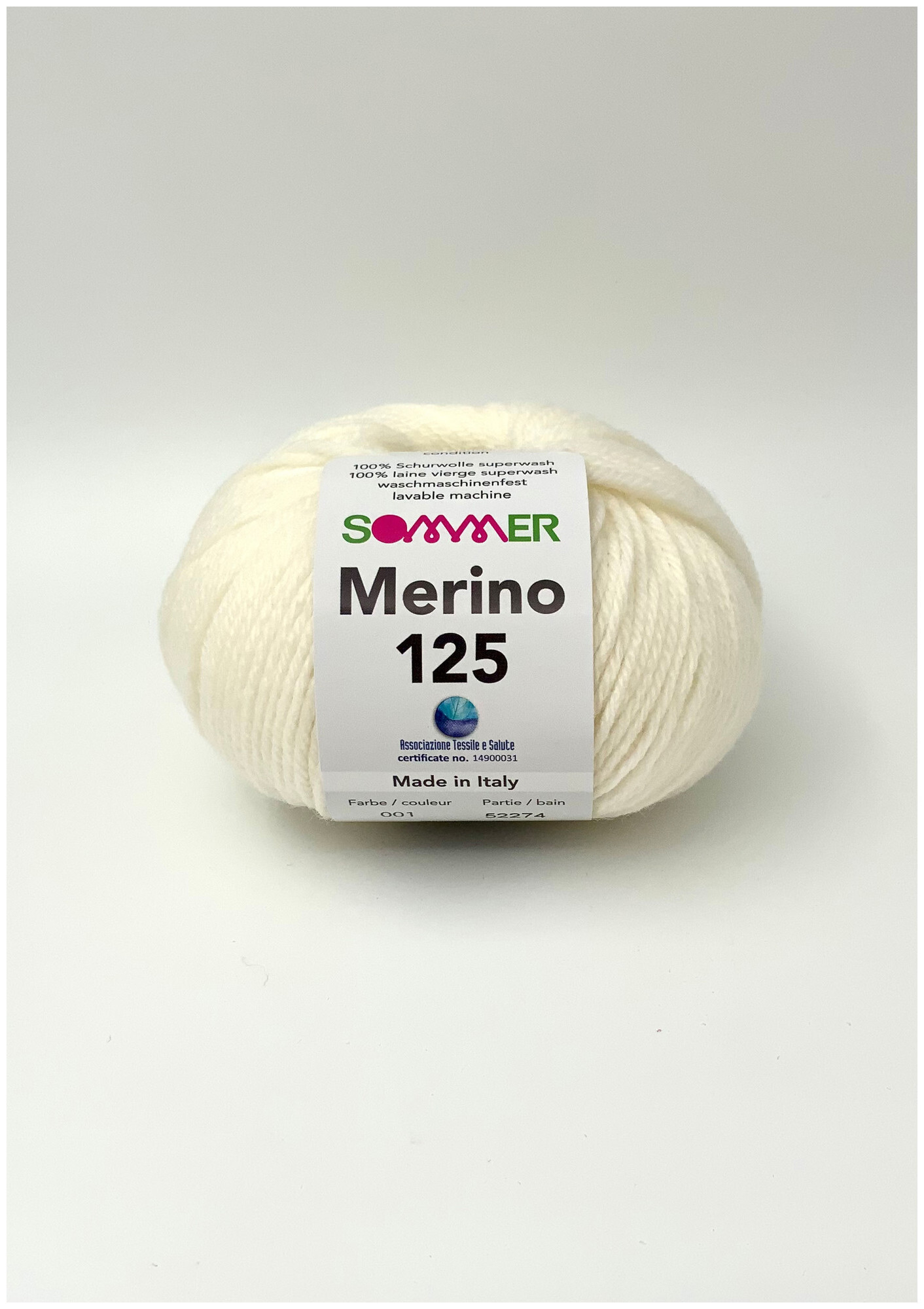 Image of Sommer Merino 125 01 Handstrickgarn 100% Merino Superwash weiss 50g