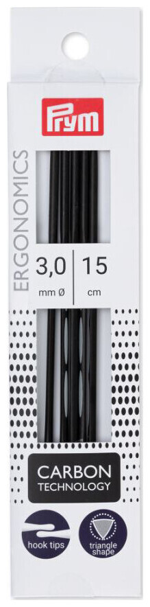 Image of Prym ergonomics Strumpfstricknadeln Carbon 3.00 mm, 15 cm, Karte 5 Stk., Karbonfaser