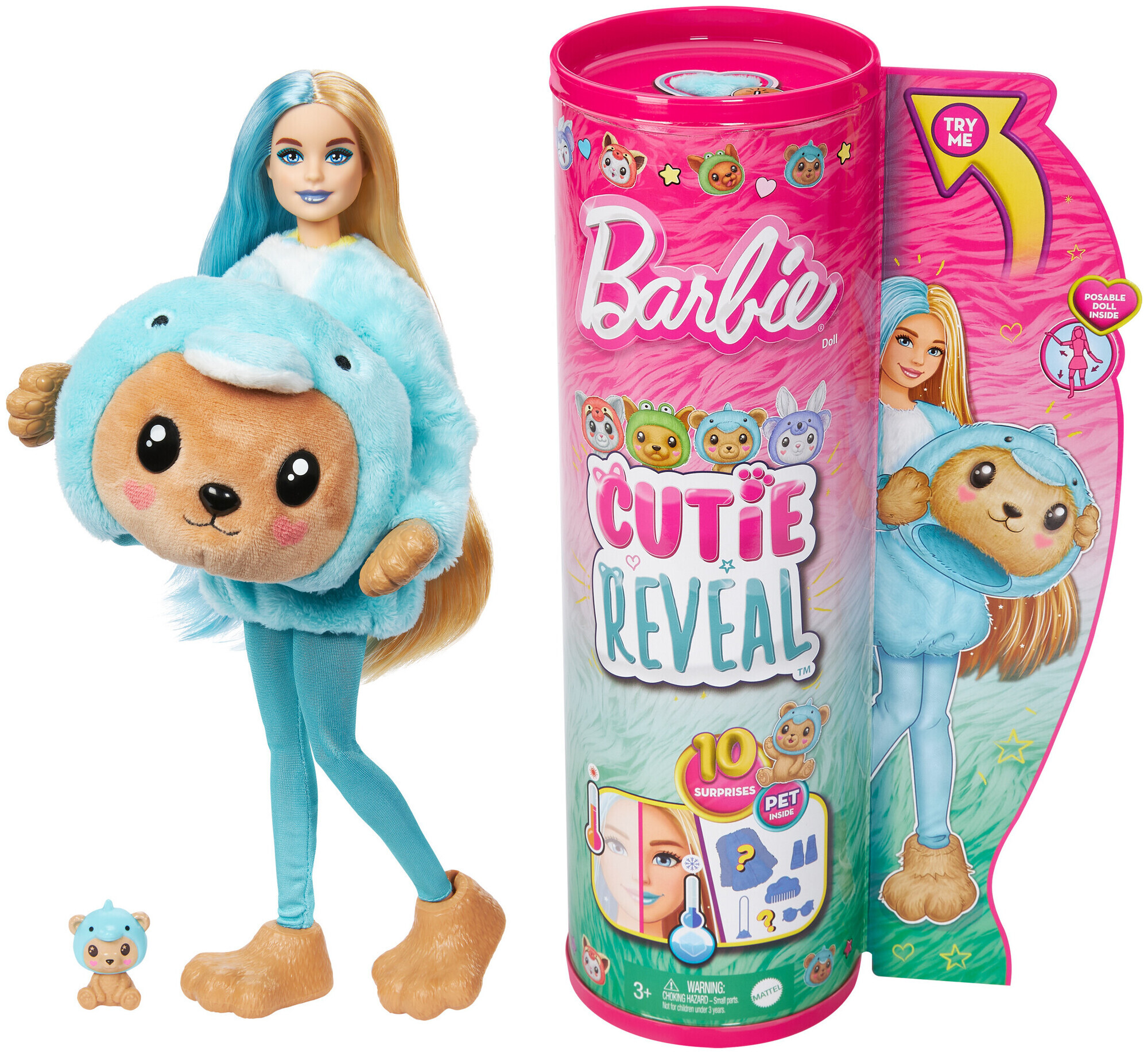 Poupée Barbie Cutie reveal avec déguisement d'ours dauphin