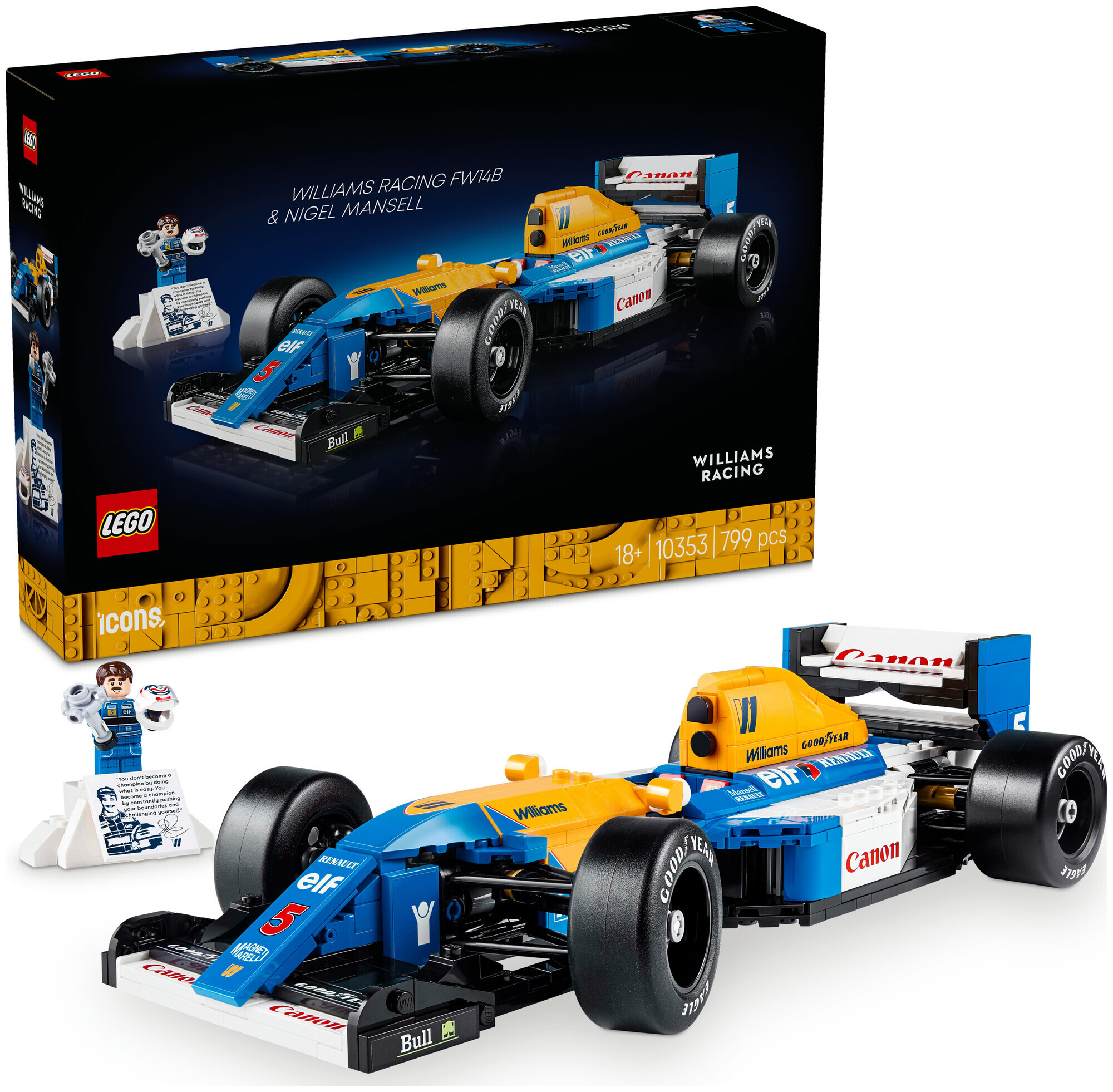 Image of Lego Icons Lego® Icons 10353 Williams Racing Fw14B mit Nigel Mansell - Modellauto ab 18 Jahren