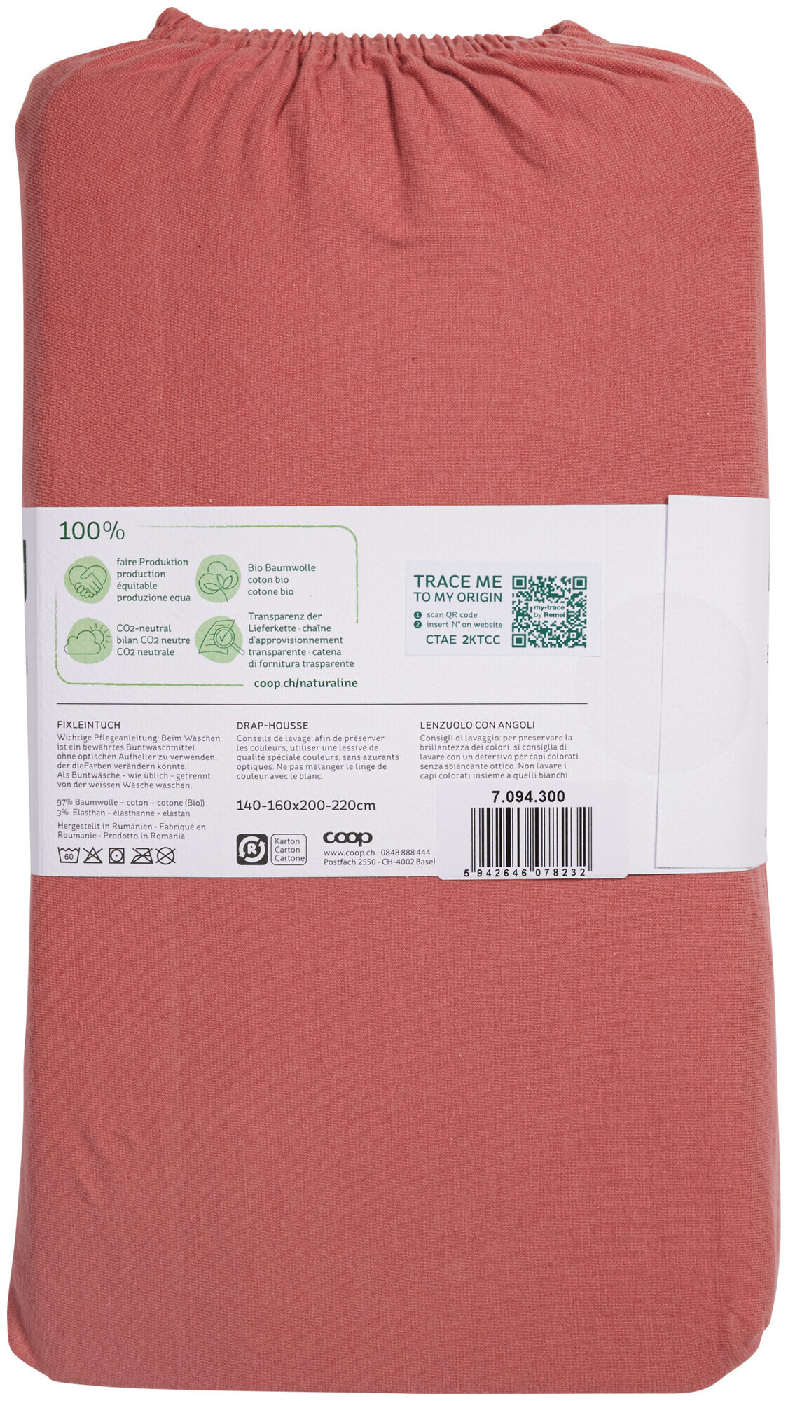 Image of Naturaline Textil Bio Fixl. Jersey EA 160x200 altrosa
