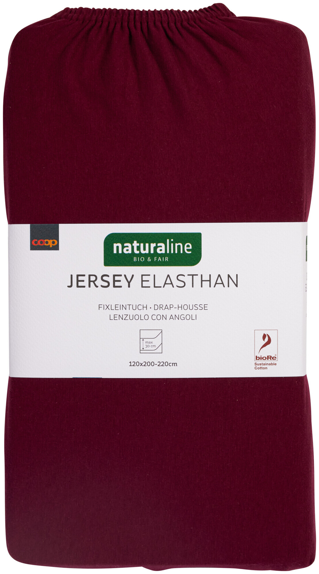 Image of Naturaline Textil Bio Fixl. Jersey EA 120x200 bordo