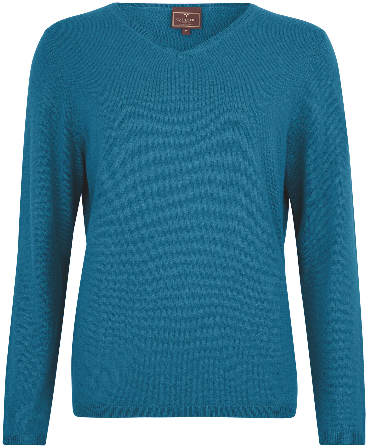 Image of Cashmere Damen Pullover V-Ausschnitt petrol L