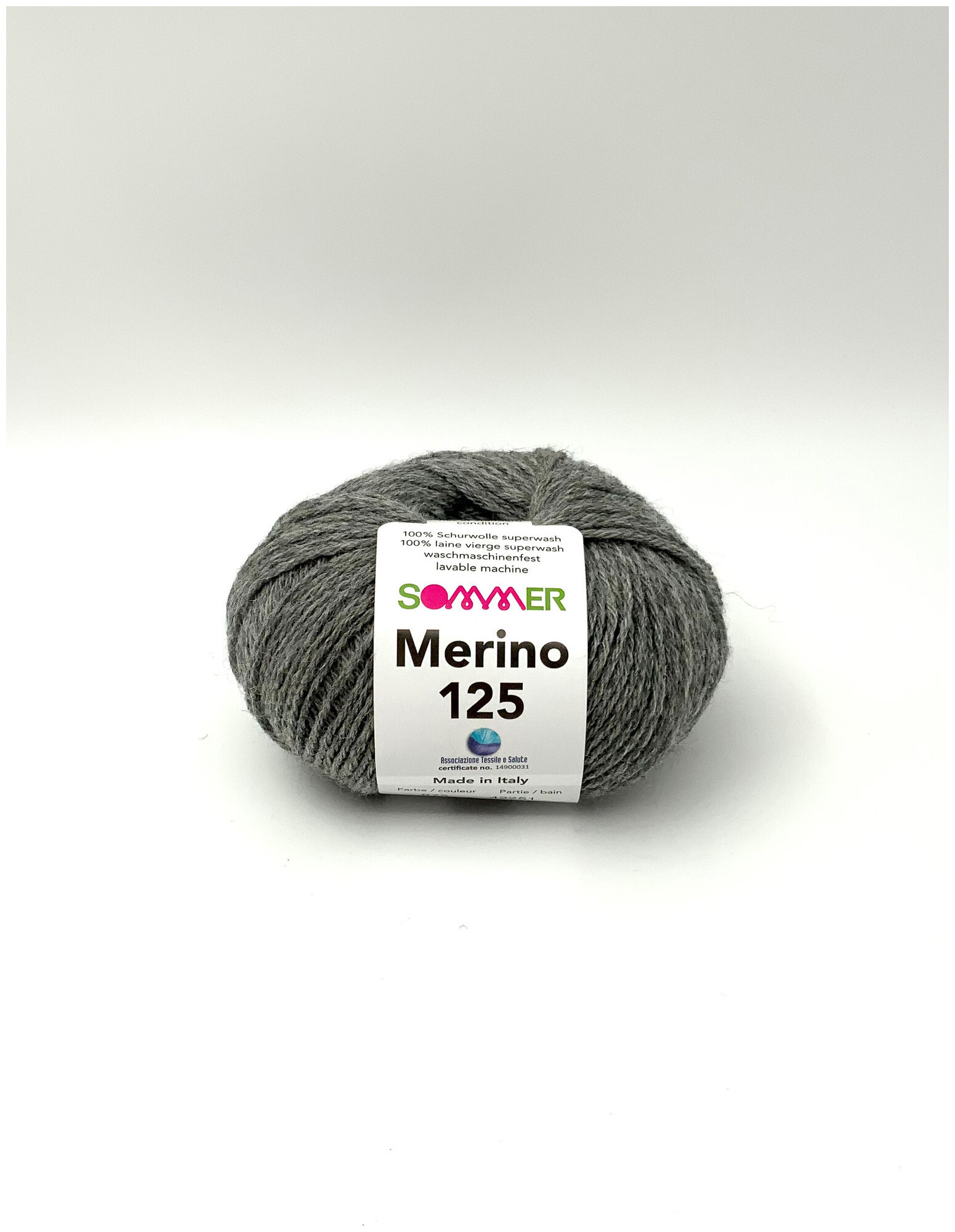 Image of Sommer Merino 125 128 Handstrickgarn 100% Merino Superwash kieselgrau meliert 50g