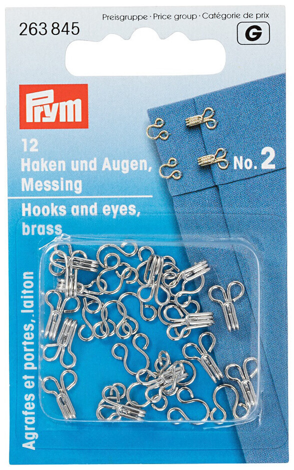 Image of Prym Federhaken und augen silber Nr. 2 12 Stk.