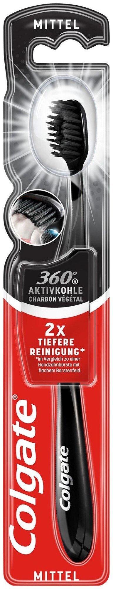 Image of Colgate 360° Aktivkohle Mittel Zahnbürste