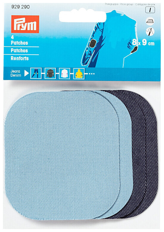 Image of Prym Patches Jeans hellblau & dunkelblau 9 x 8 cm 4 Stk. aufbügelbar