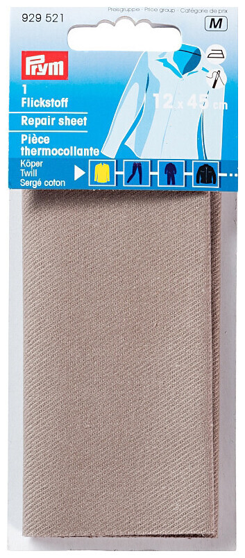 Prym tissu thermocollant sergé gris 12 x 45 cm