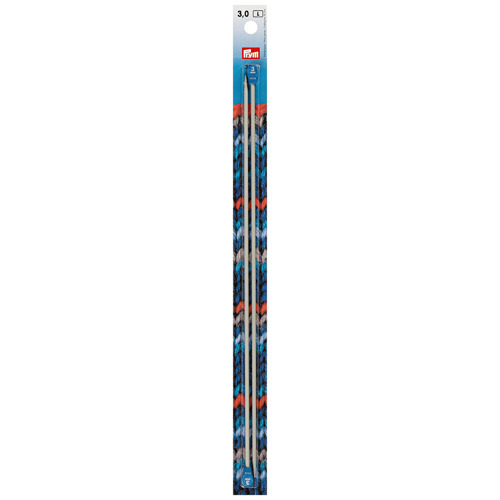 Prym Jackenstricknadeln, grau 3.00 mm, 30 cm, Karte 2 Stk., Aluminium