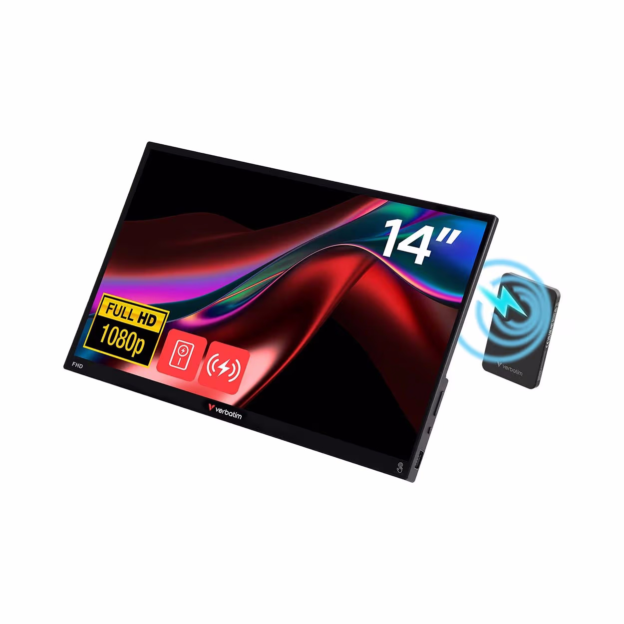 Verbatim PMT-14 Portabler Touchscreen Monitor mit Powerbank 14″ FHD Monitor – Monitor/PC Bildschirm