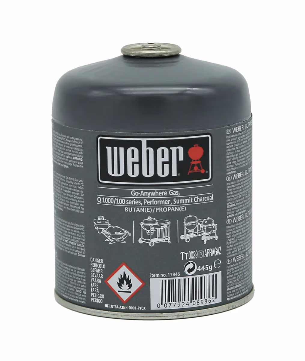 Image of Weber BABY Q CARTOUCHE Gas Kartusche – Weber Holzkohle/Briketts/Grill Anzünder – schwarz