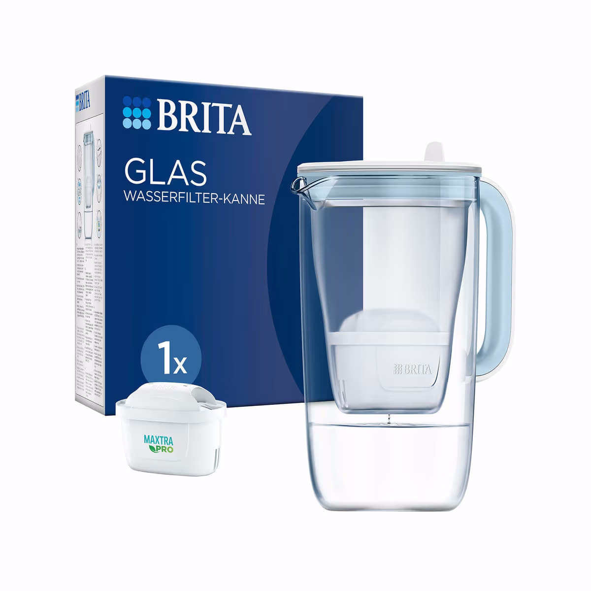 Brita Glas-Wasserfilter ONE 2, 5l inkl. 1 Maxtra Pro Kartusche Glas Wasserfilterkanne
