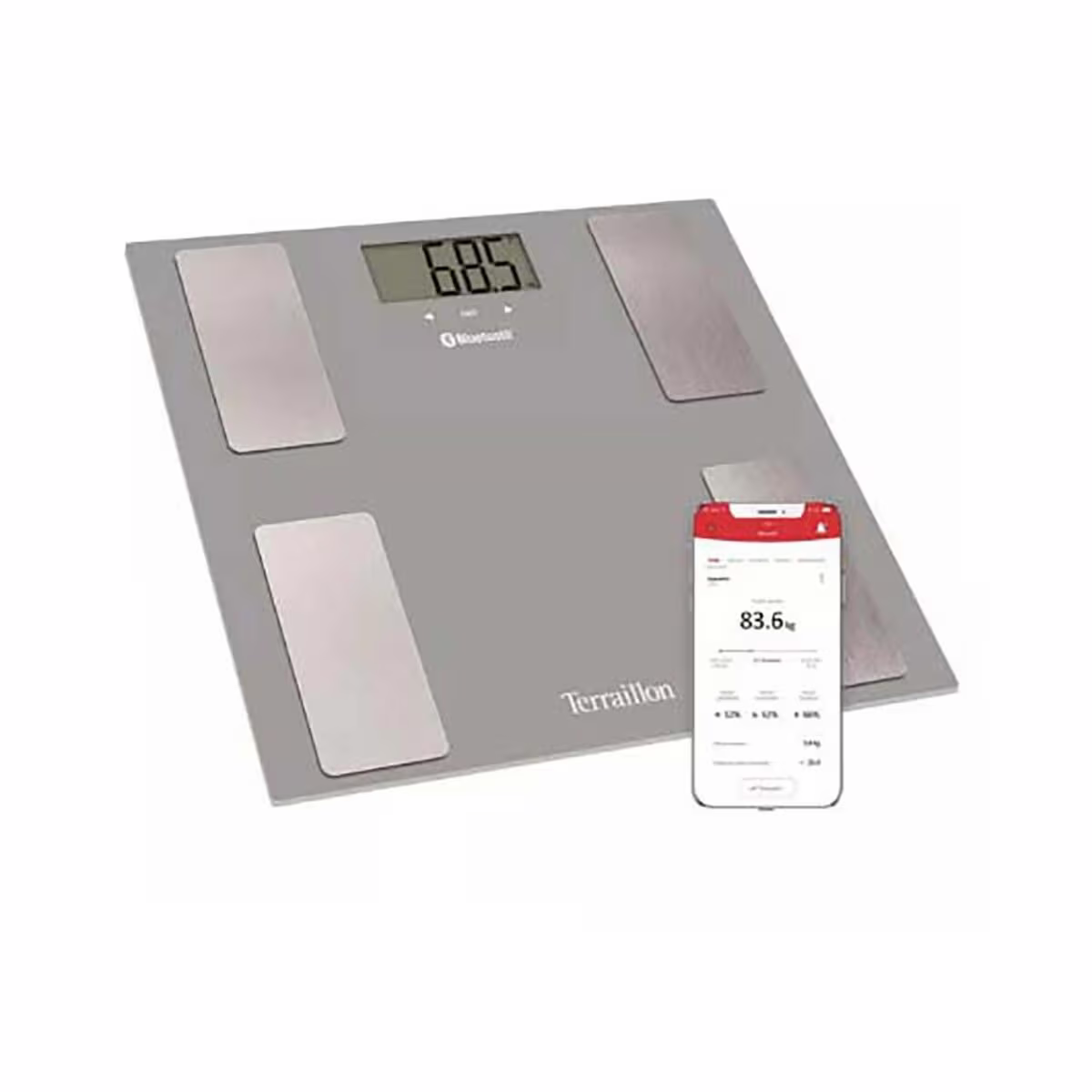 Image of Terraillon Smart connect Personenwaage – Körperanalysewaage/Körperfettwaage – grau