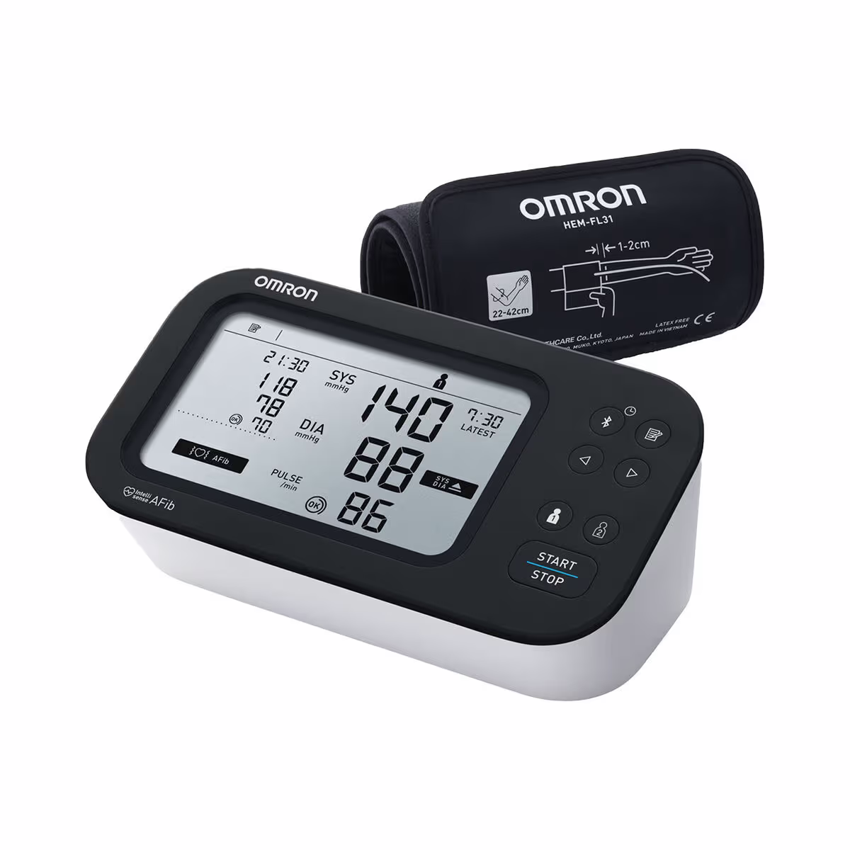 Image of OMRON M7 Intelli IT Afib Blutdruckmessgerät – Blutdruckmessgerät/Herzfrequenzmessgerät – weiss