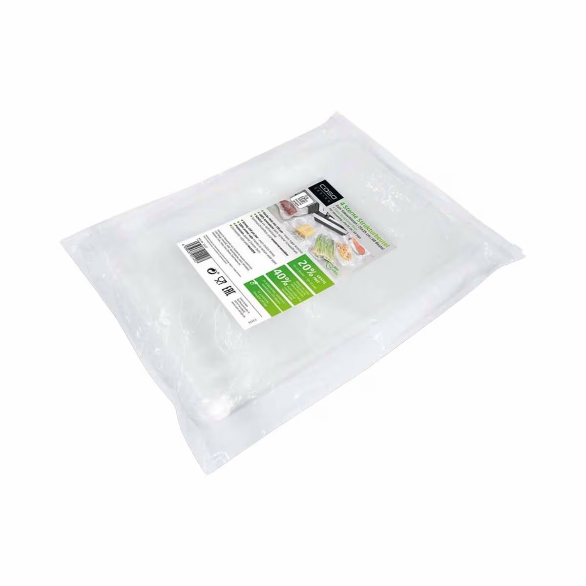 Image of Caso Strukturbeutel 25x35 cm 60 Stück – Vakuumiergerät Zubehör – transparent