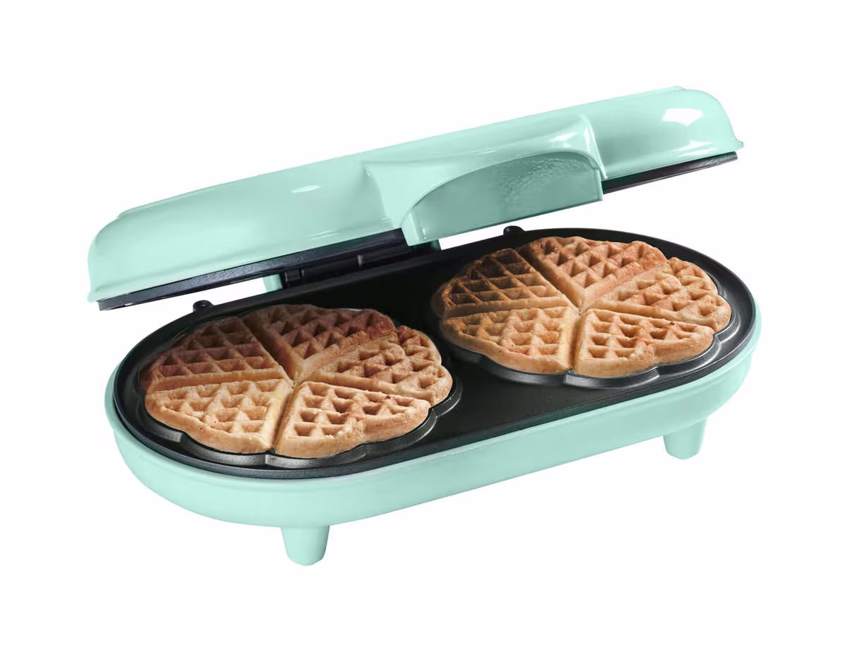 Bestron ADWM1000M Herzwaffelautomat – Waffeleisen/Brezeleisen – hellblau