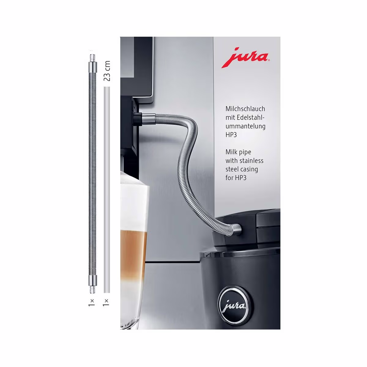 Image of JURA Milchschlauchset mit Edelstahlummantelung zu HP3 Metallschlauch – JURA Zubehör Professional