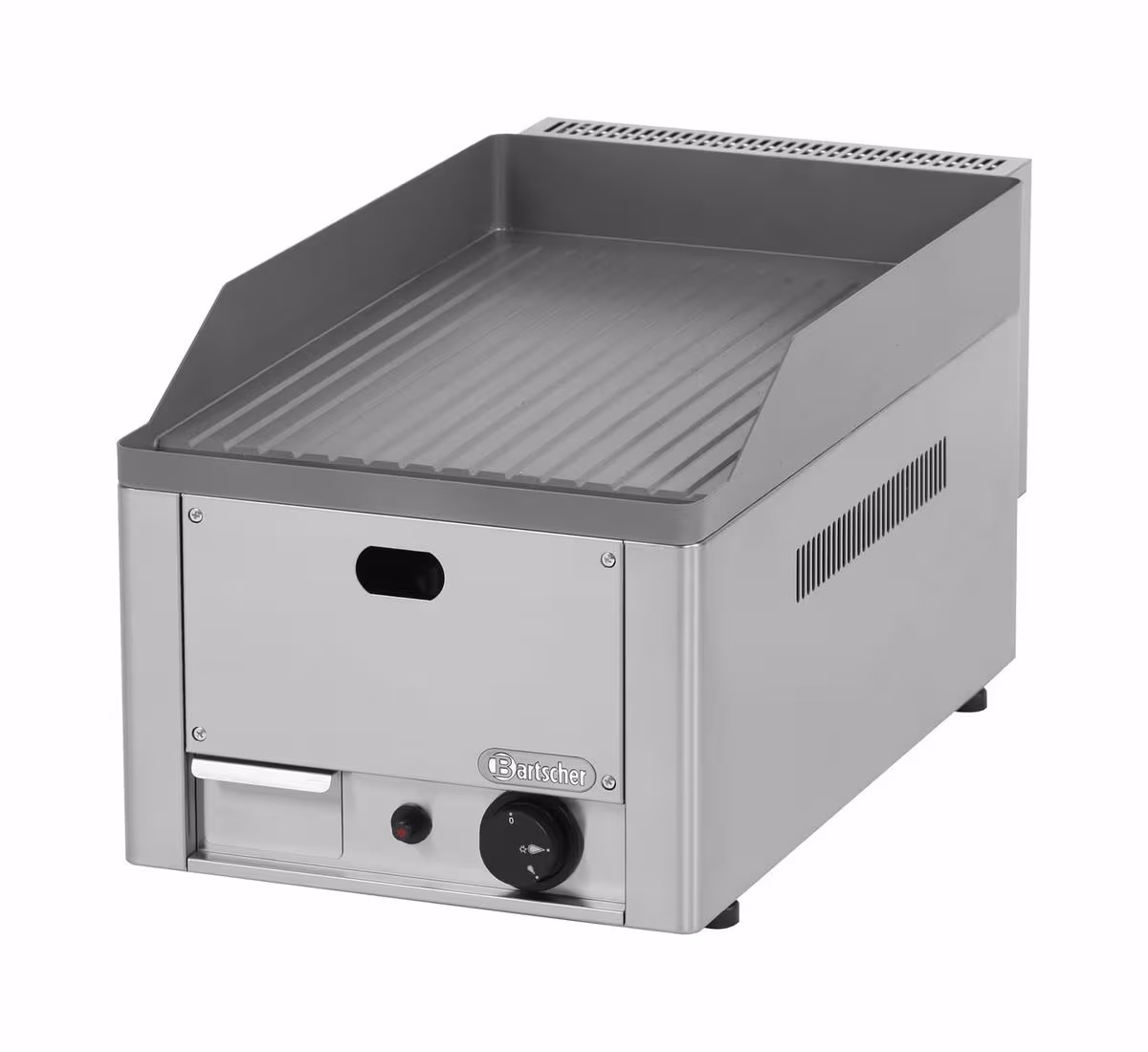 Bartscher Gas-Griddleplatte 320, Guss, gerillt mit Flüssiggasanschluss – Gastro Grill/Griddleplatte – grau