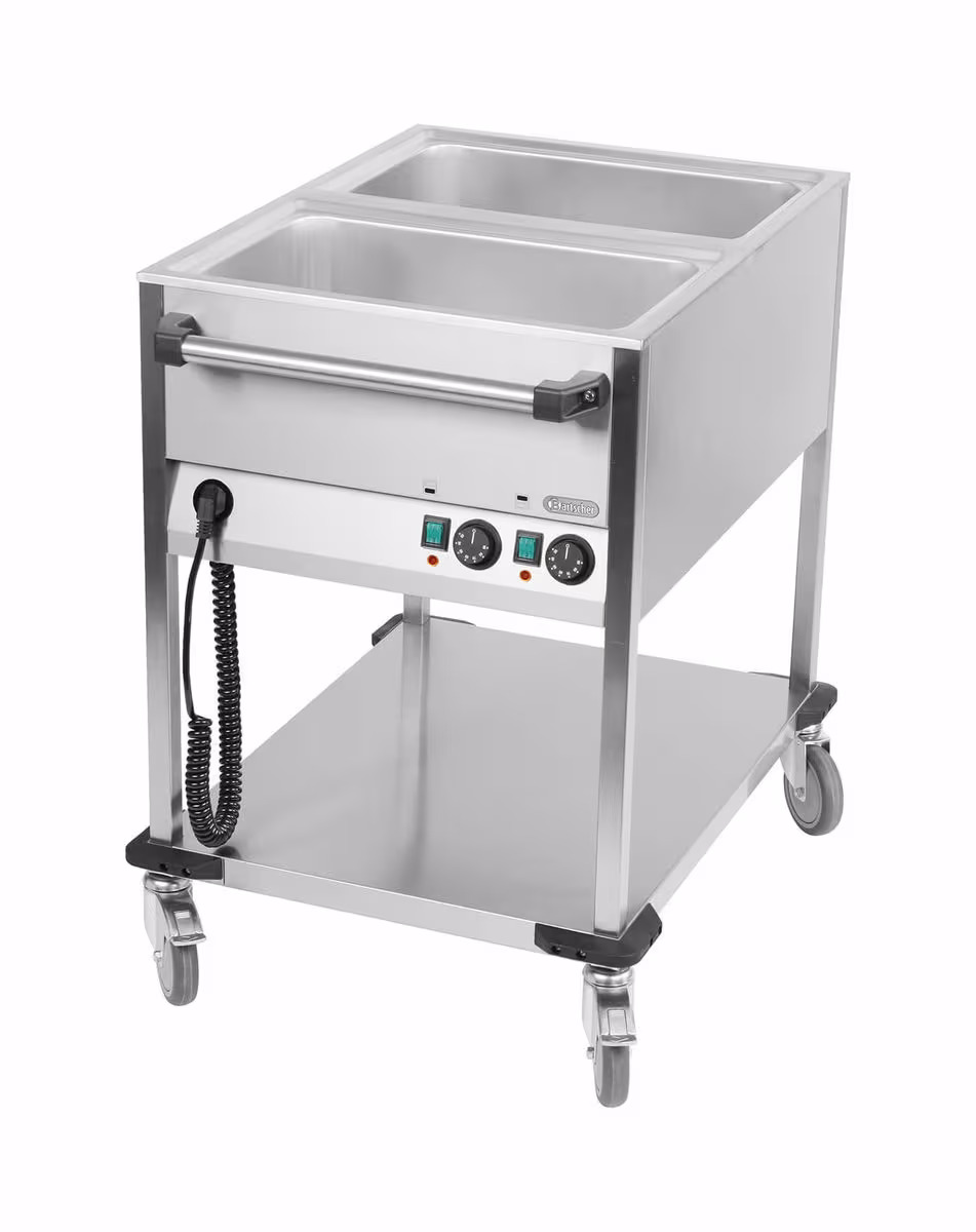 Bartscher Bain-Marie-Wagen 2 x GN 1/1-200mm, kurz – Gastro Inventar/Gastro Einrichtungen – edelstahl