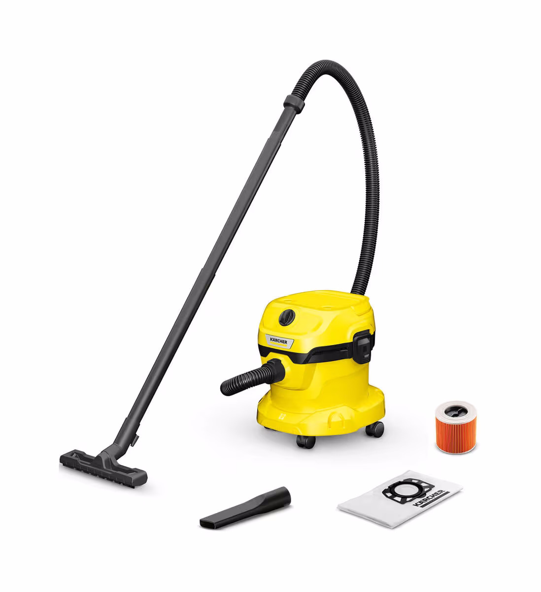 Kärcher WD 2 Plus V-12/4/18/C Nass- und Trockensauger – Staubsauger mit Beutel – schwarz / gelb