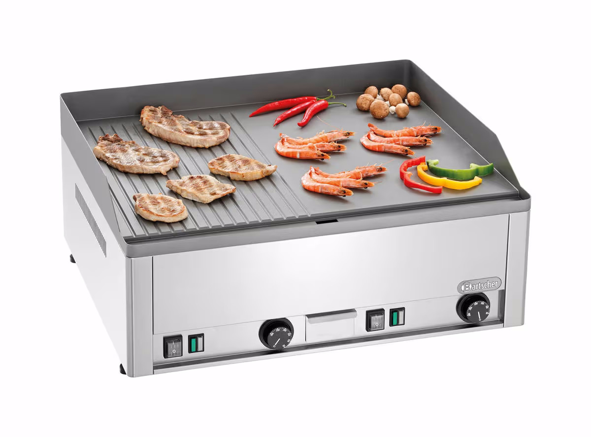 Bartscher Elektro-Griddleplatte 650, Guss, 1/2-1/2 – Gastro Grill/Griddleplatte – grau