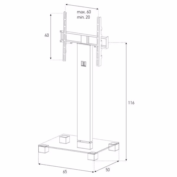 Balcar PL2510-B-INX Möbel PL2510 Schwarzglas Alu – TV Möbel