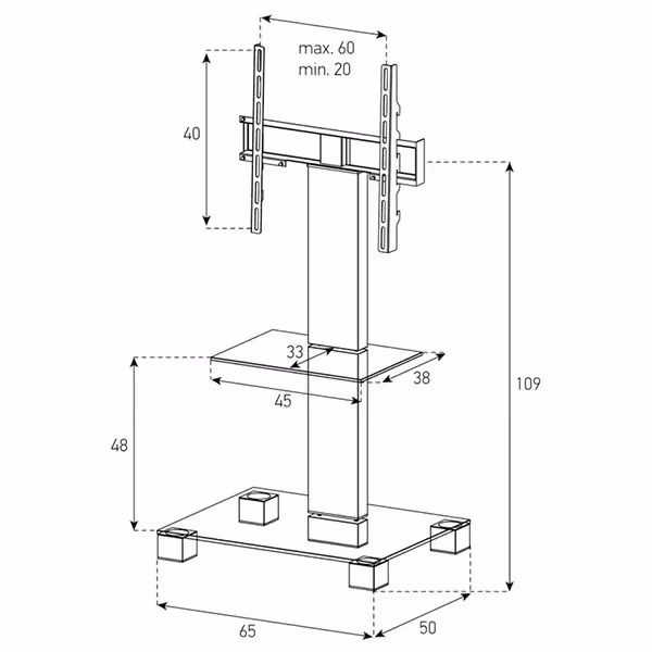 Balcar PL2515-B-INX Möbel PL2515 Schwarzglas Alu – TV Möbel