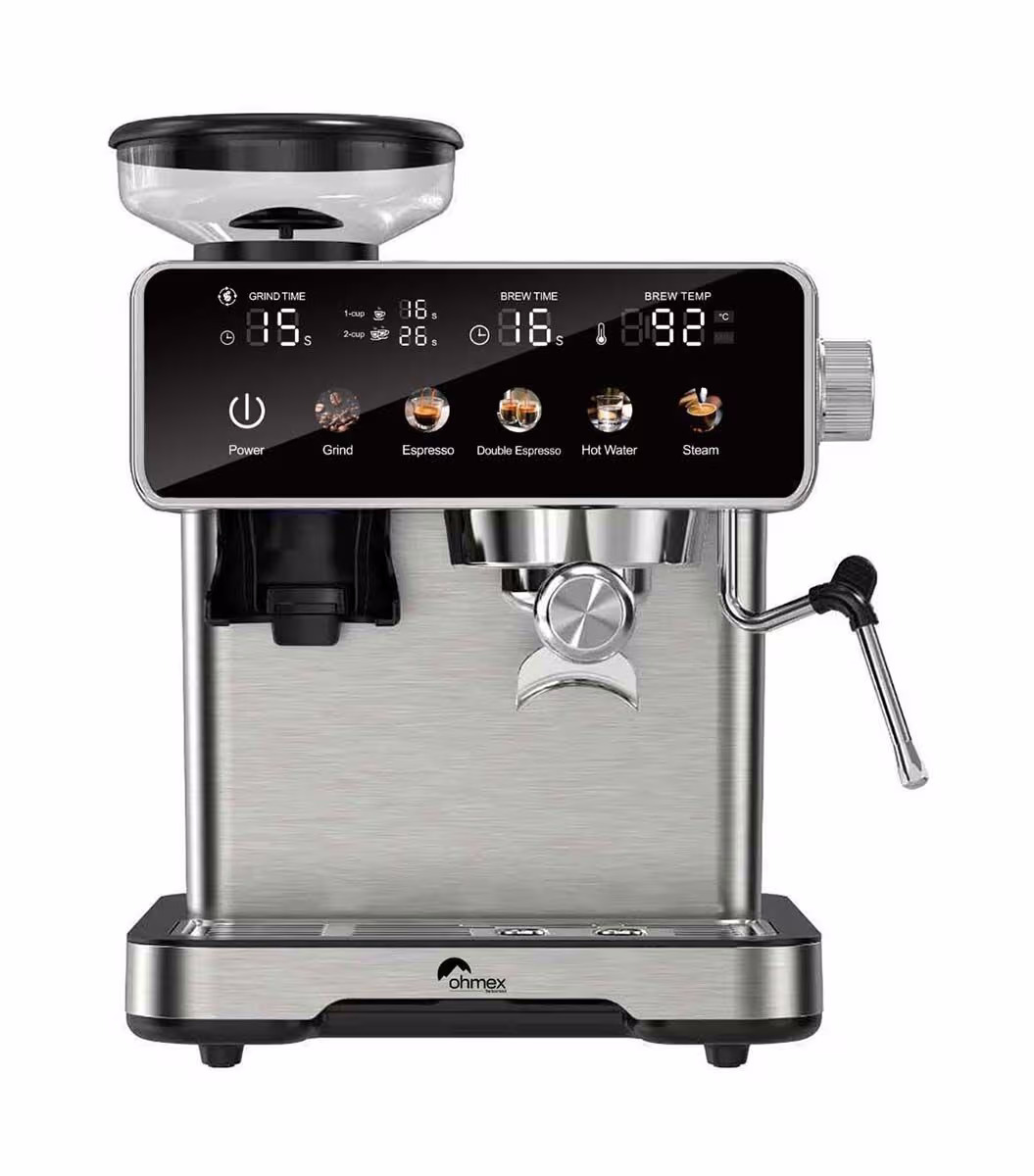 Ohmex XPS-3110D Siebträgermaschine – Siebträgermaschine/Espressomaschine – schwarz / silber