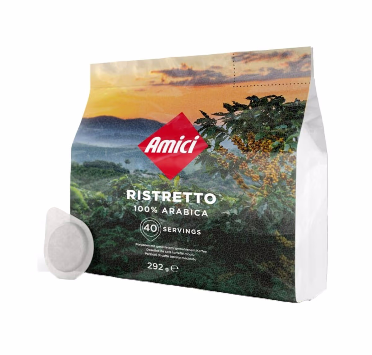 Amici E.S.E. Portionen Ristretto in Beuteln à 40 Portionen Kaffee-Pads – Diverse Kaffeekapseln/Kaffeepads