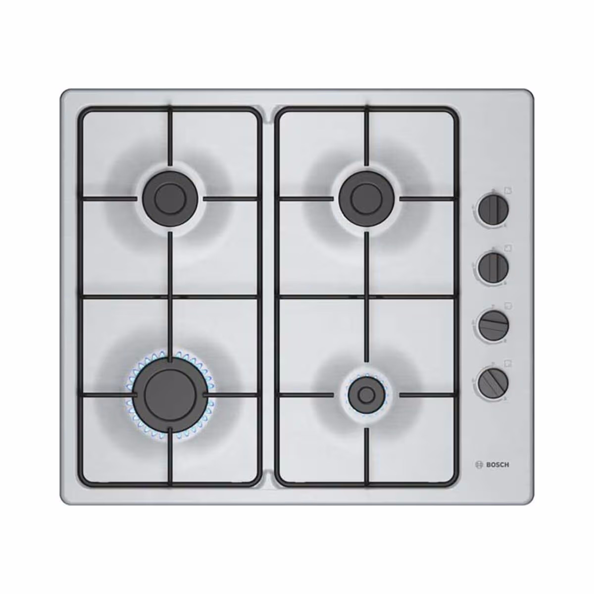 Bosch PBP6B5K80 Gaskochfeld – Kochmulde/Gusskochplatten – edelstahl