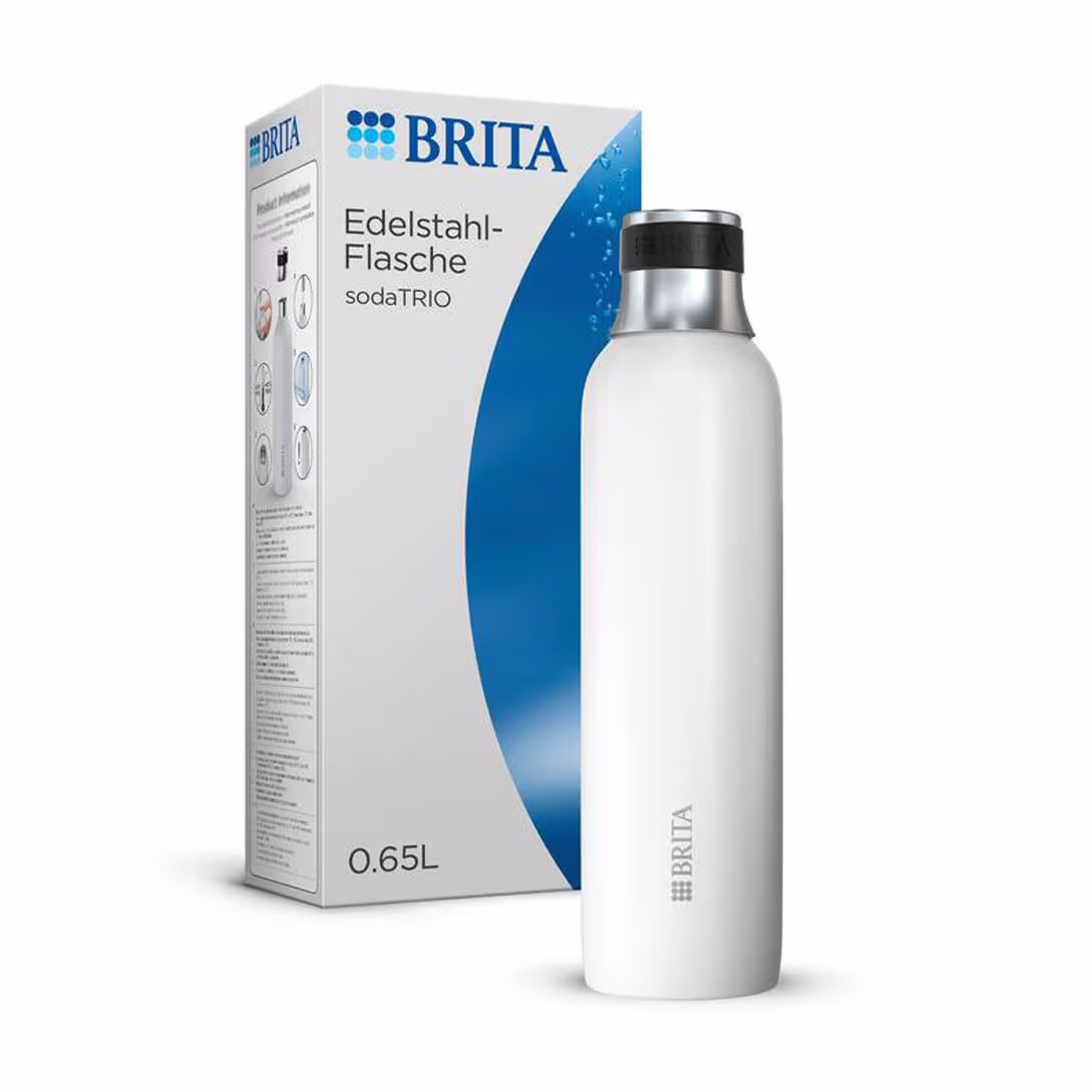 Brita Edelstahlflasche weiss für sodaTRIO Wassersprudler (0, 65l) – Wassersprudler Zubehör