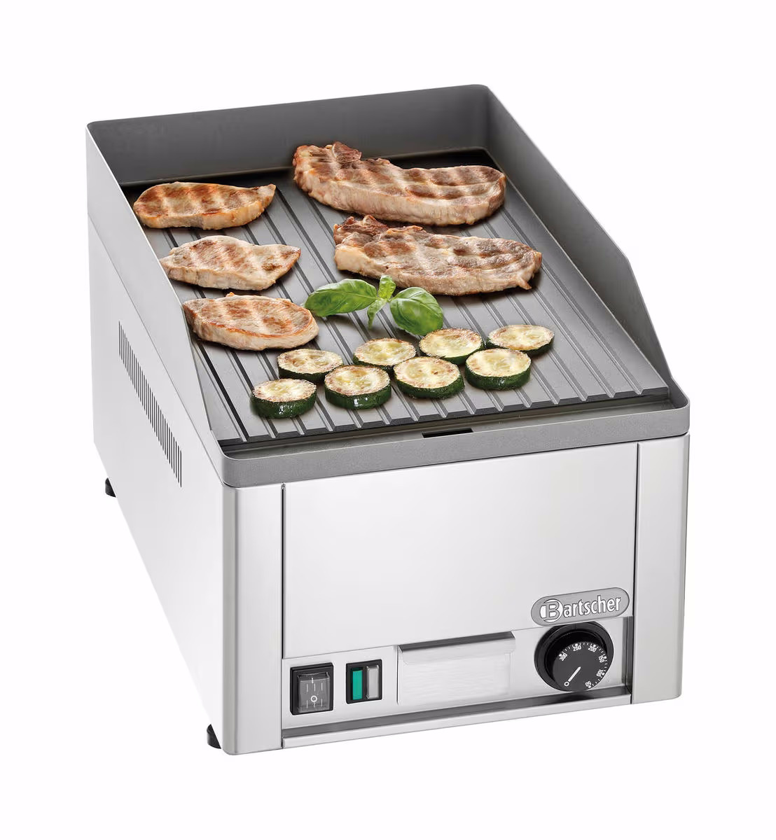 Bartscher Elektro-Griddlepatte 320, Guss, gerillt – Gastro Grill/Griddleplatte – schwarz