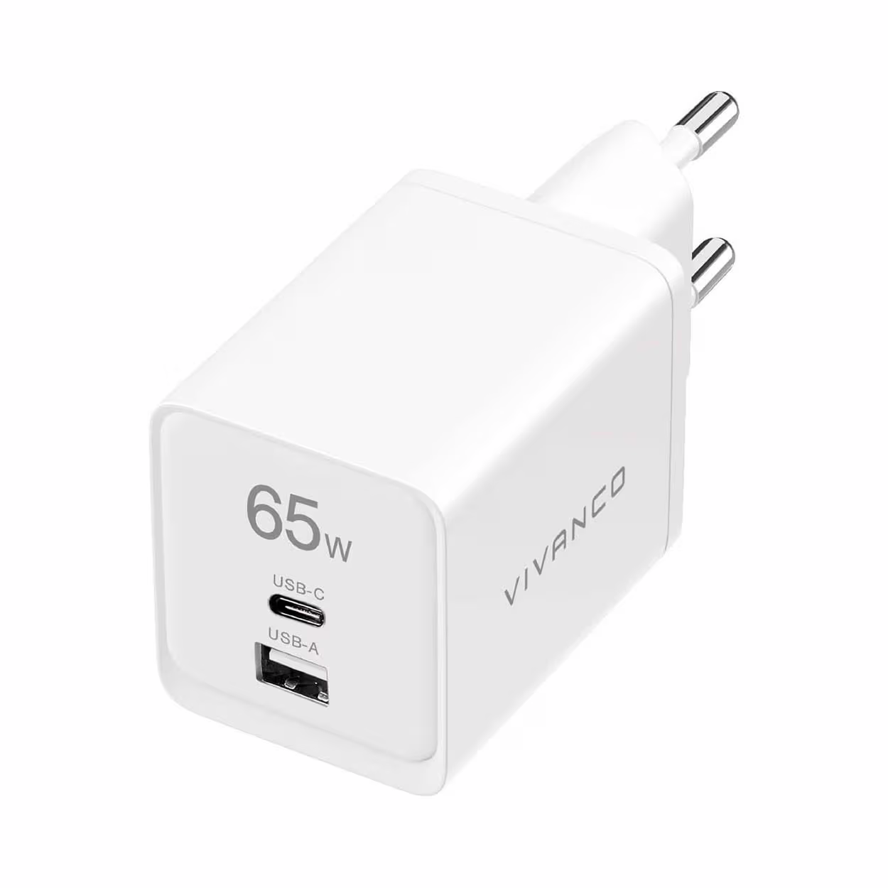 Image of Vivanco Wall Charger PD 65W 65W-Wandladegerät – USB C Kabel/Adapter/Ladegerät – weiss
