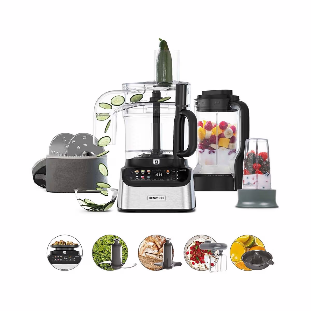 Image of Kenwood Foodprozessor MultiPro One Touch Küchenmaschine – Food Processor – schwarz / silber