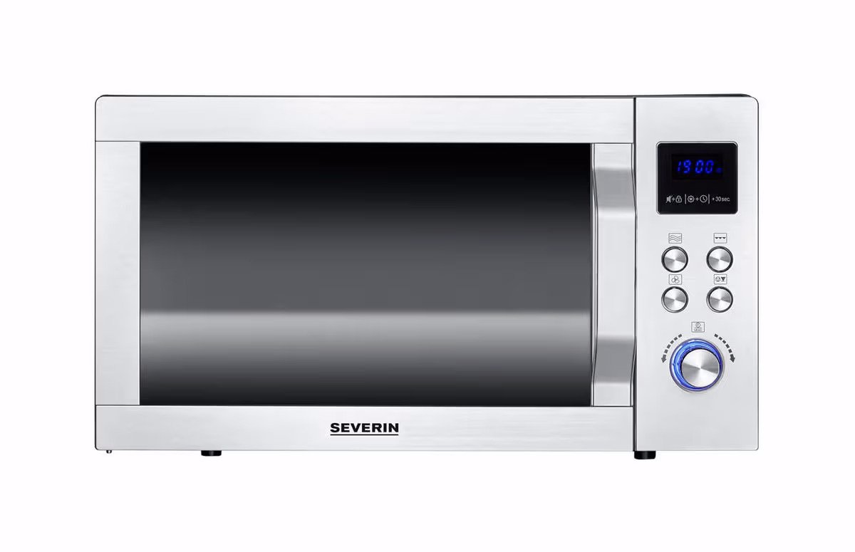 Severin MW 7777 Mikrowelle mit Grill- & Heissluftfunktion – silber