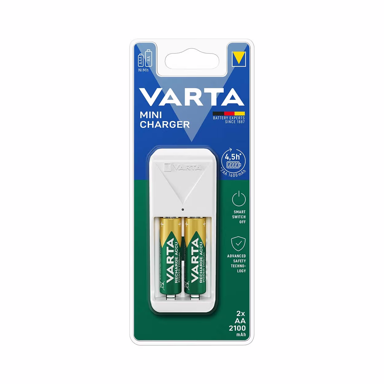 Image of Varta Mini Charger 2100mAh Ladegerät – Aufladbare Batterien – weiss