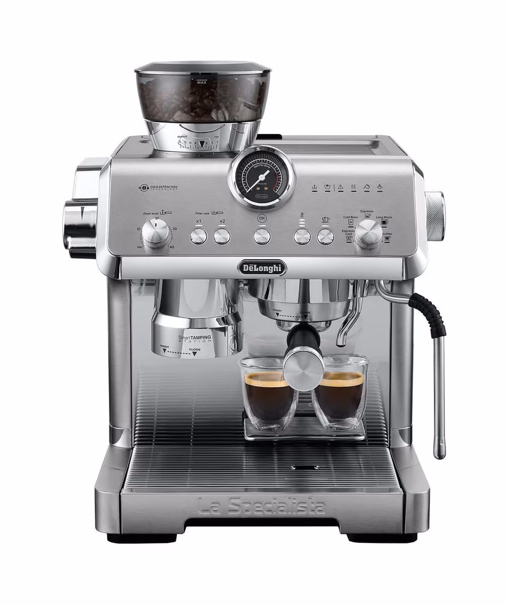 Image of De Longhi LaSpecialista Opera Metall Espresso Maschine – Siebträgermaschine/Espressomaschine – silber