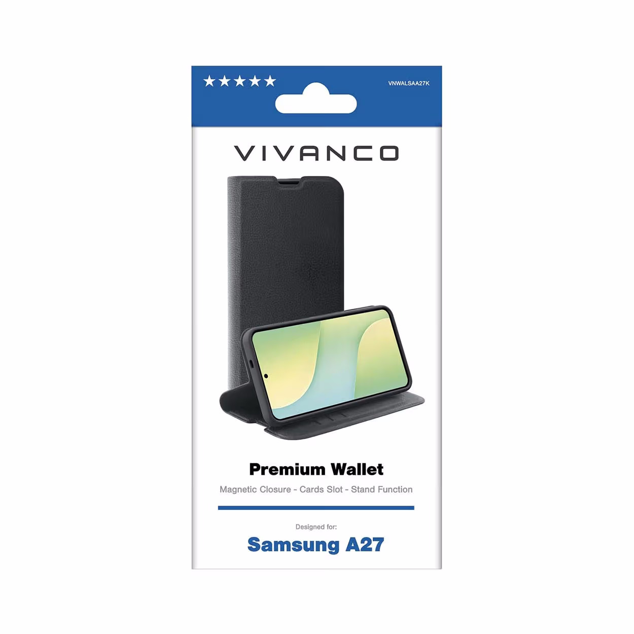 Image of Vivanco Premium Wallet Samsung A27 Black Wallet Case – Handyhülle/Handy Tasche – schwarz