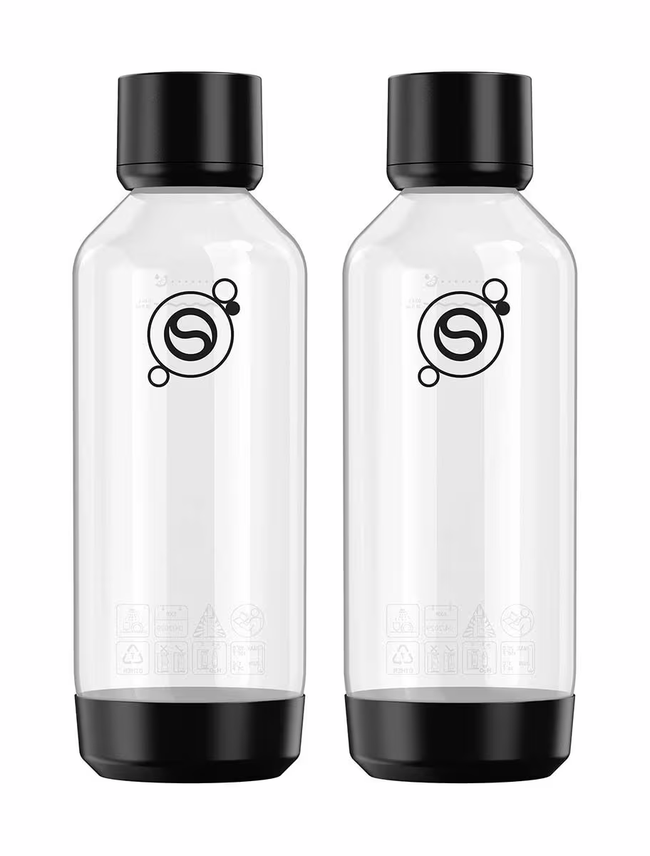 Image of Sodastream FRESH 1L TP Black DWS 2 Stück Kunststoffflasche – Wassersprudler Zubehör – schwarz